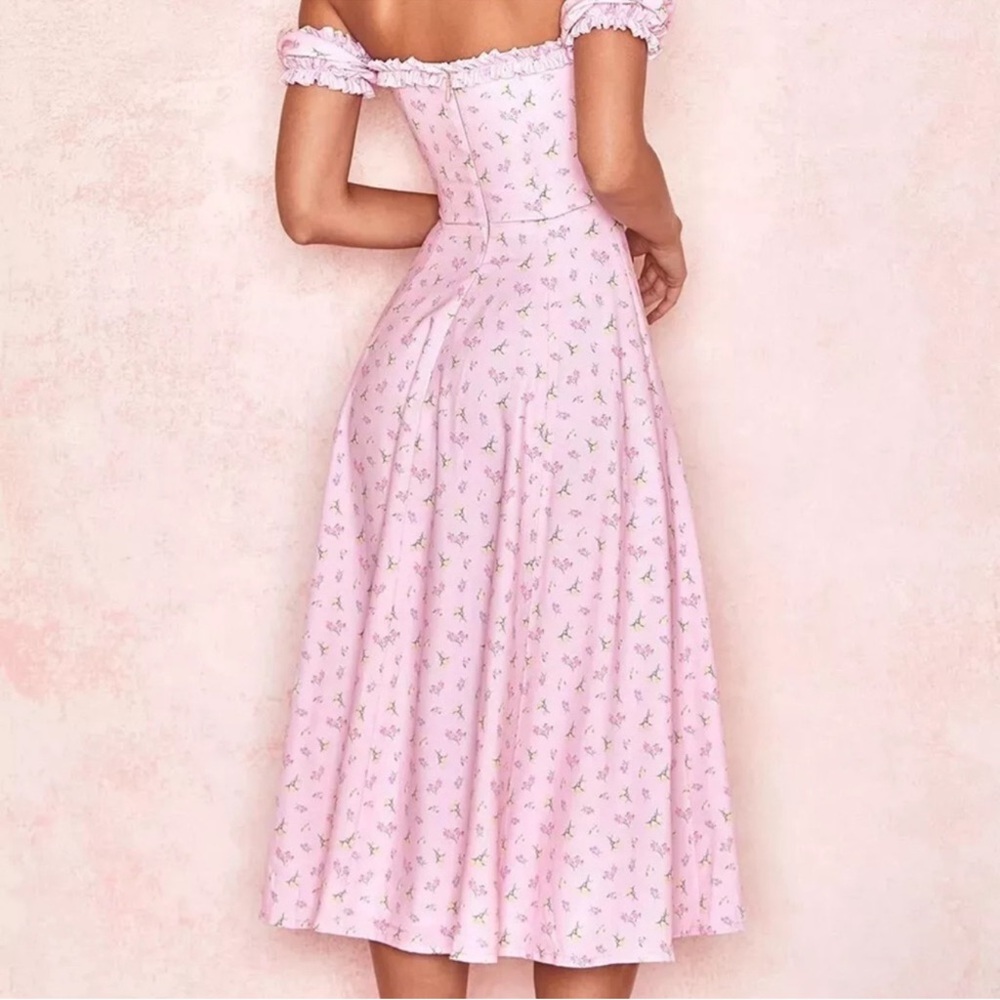 House of CB Pink Floral Dress off shoulder - Picture 9 of 10
